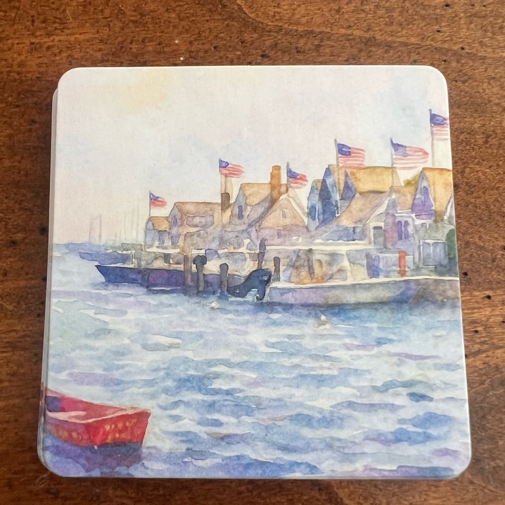 Coasters - Watercolor Nantucket Harbor coaster set of 12